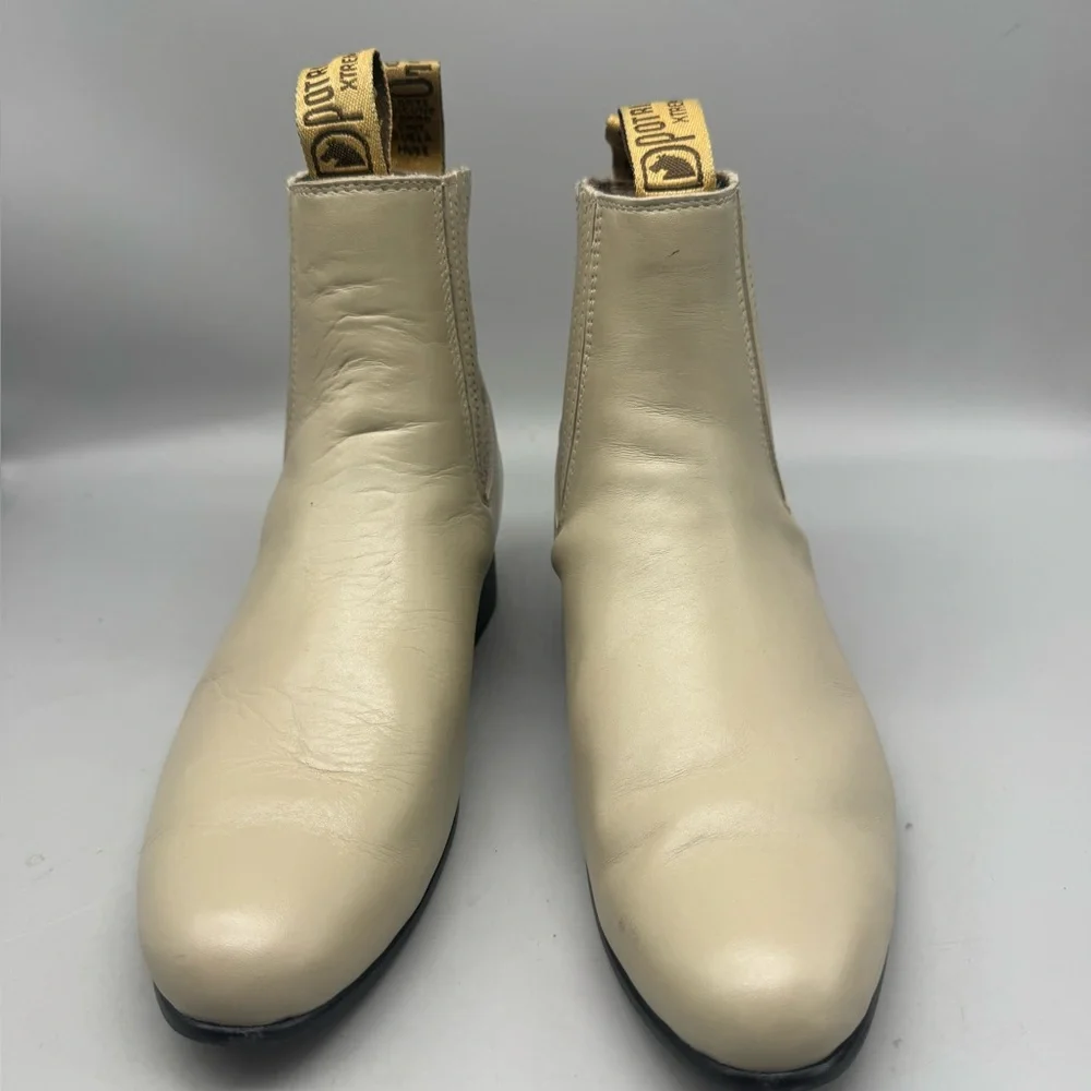 El Besserro Men's Botin Charro Short Ankle Boots Genuine Leather Color Bone 9.5